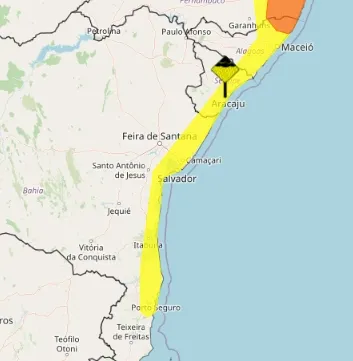 Alagoinhas e cidades da Bahia estão sob alerta de chuvas intensas do INMET