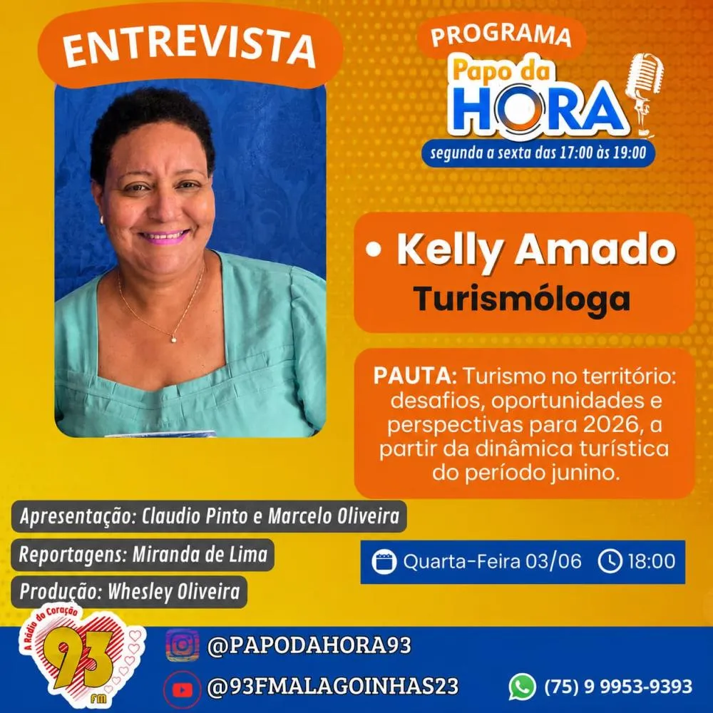 Kelly Amado participa de entrevista sobre turismo territorial e perspectivas para 2026