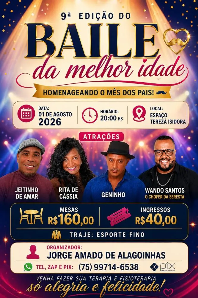 Baile da Melhor Idade será realizado neste sábado em Alagoinhas